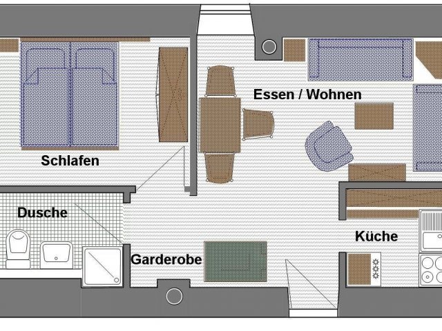 2-Zimmer-Fewo mit Sitzplatz und Garten